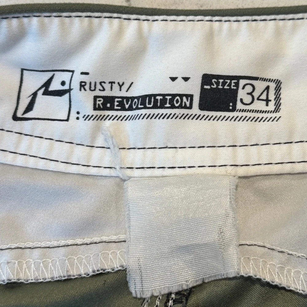Rusty Board Shorts Mens 34 Black Camo R.Evolution Cargo Pocket Performance